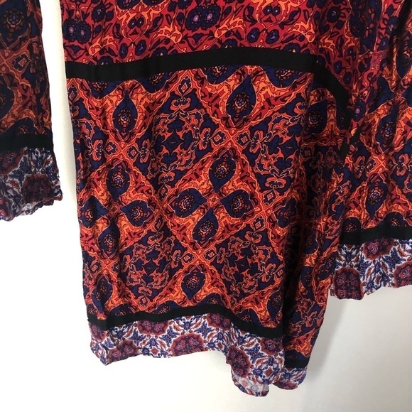 MINKPINK Red Multicolor Sun Dancer Cold Shoulder Long Sleeve Mini Dress XS - Picture 11 of 15